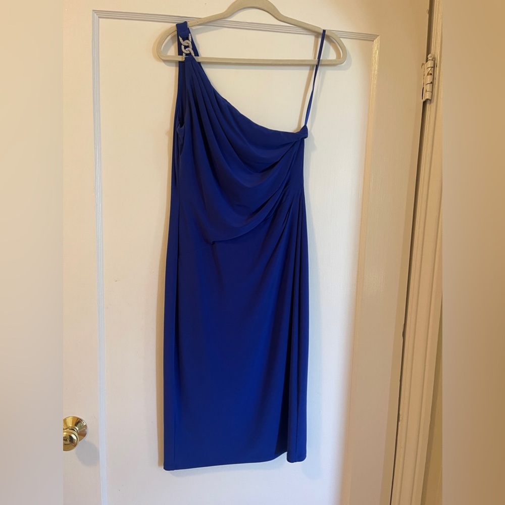 Ralph Lauren One Shoulder Embellished Knee Length Dress